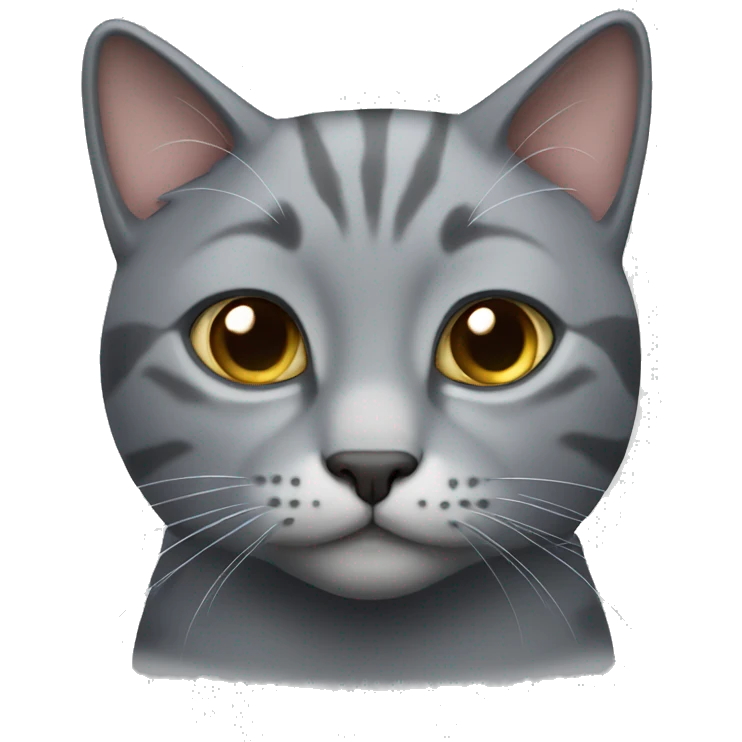 Grey cat with a cute face emoji