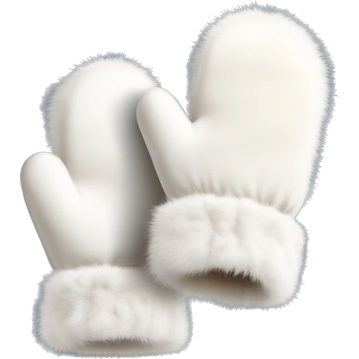 A pair of White fluffy fur mink mittens  emoji