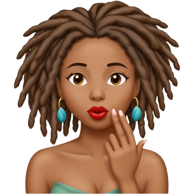 Black woman with locs blowing kisses emoji