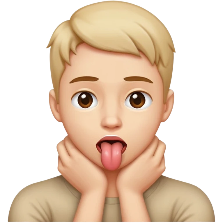 arms crossed holding neck, chocking face with tongue out, person emoji