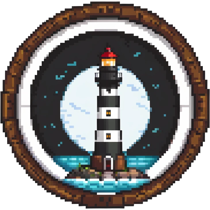lighthouse in a circle frame emoji