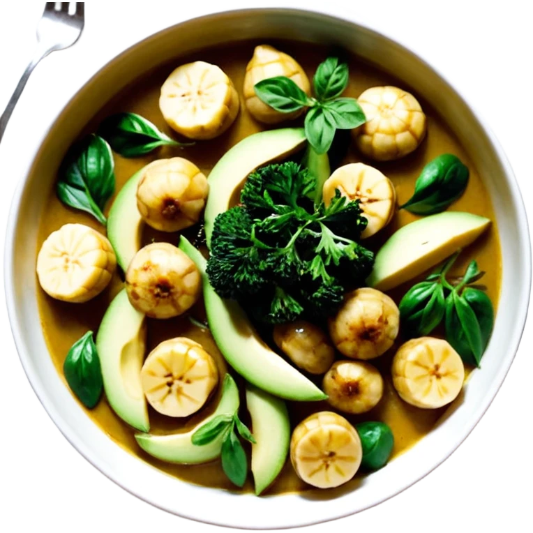 зеленый салат и орехи emoji