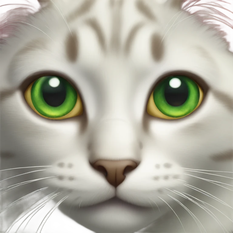 Cat green eyes eating fish emoji