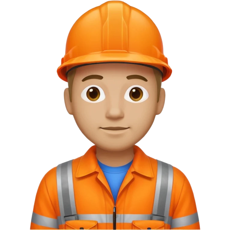 man standing wearing orange hi visibility overalls emoji