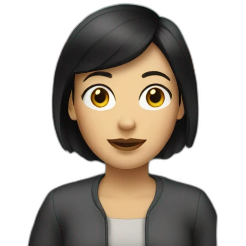white woman short black hair driving a bus emoji