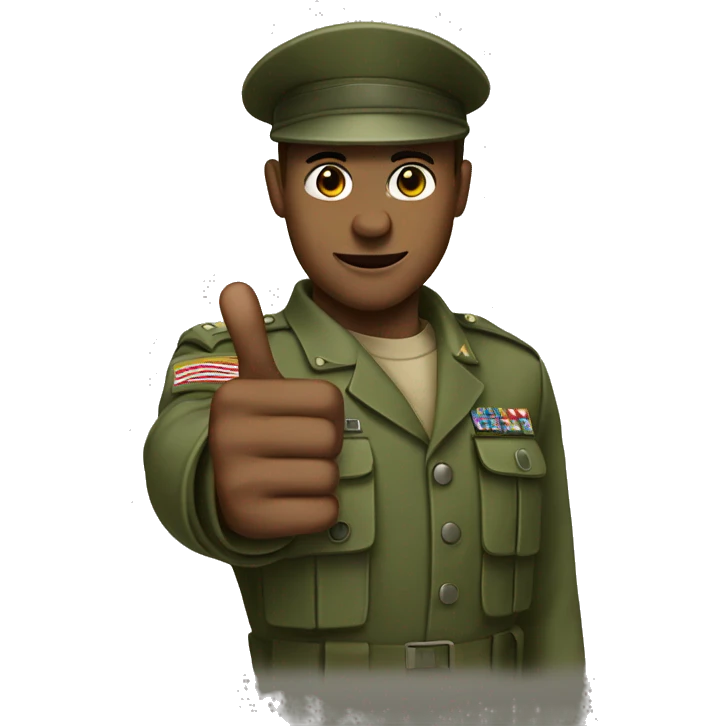 army soldier pointing with hand emoji