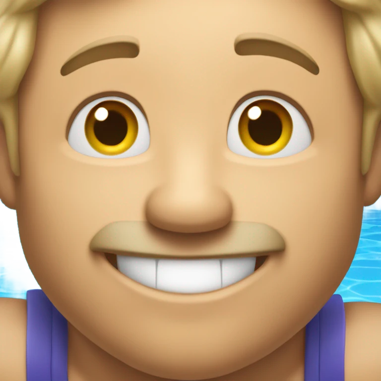 An emoji of a fair-skinned man happily diving headfirst into a pool. emoji