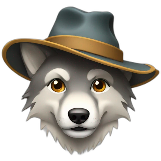 Loup avec chapeau emoji