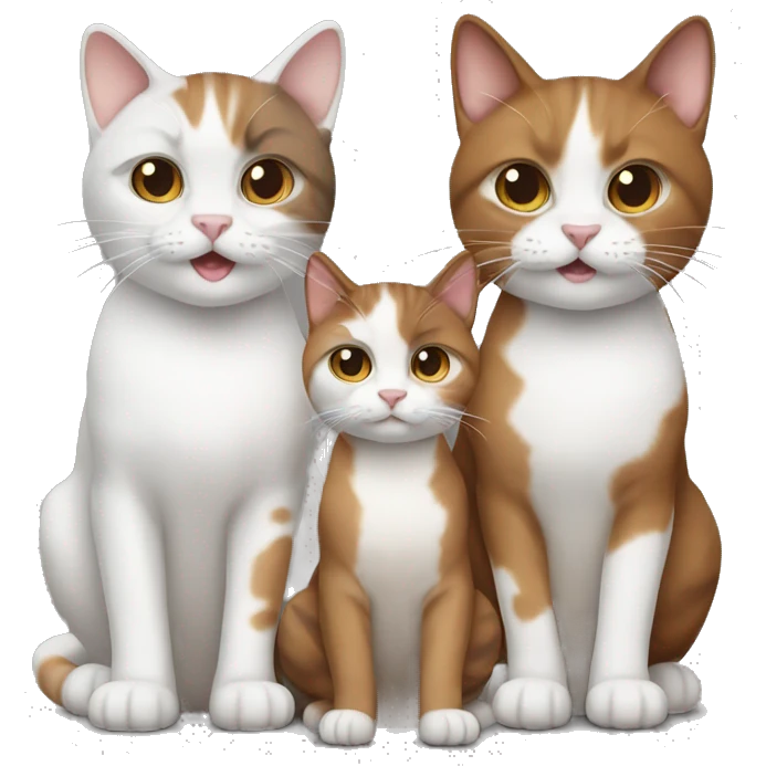3 cats white and brown emoji