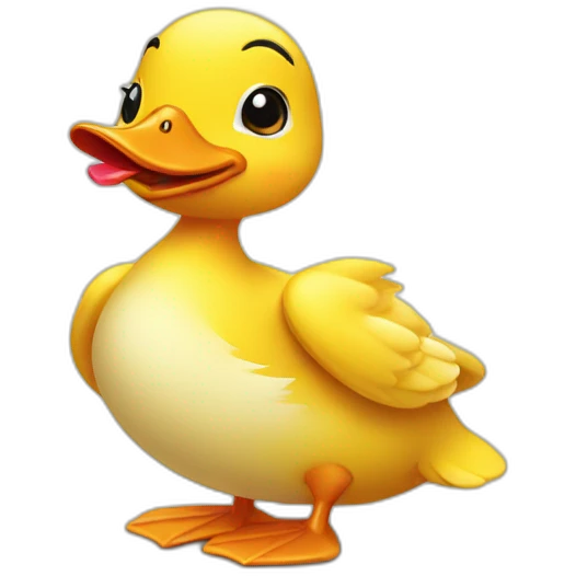 duckling that holds lipstick and brush emoji
