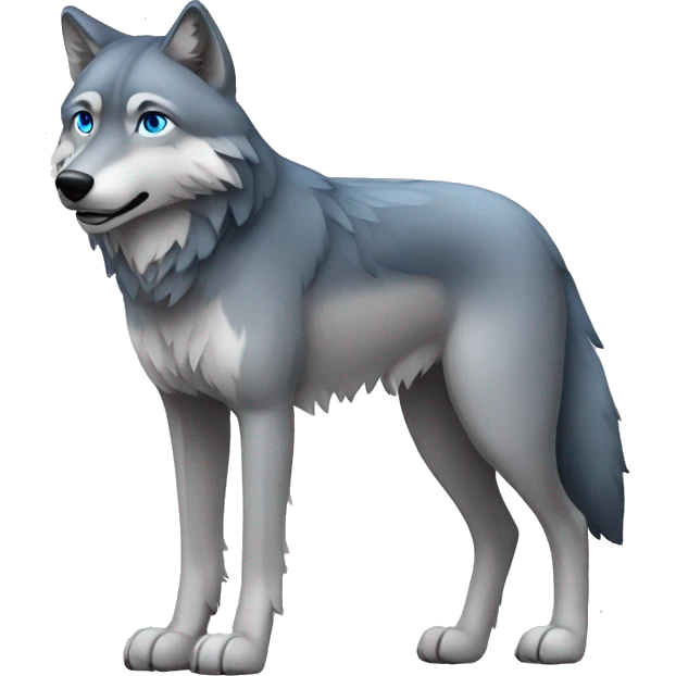 Grey wolf with darker points, and blue eyes. full body emoji