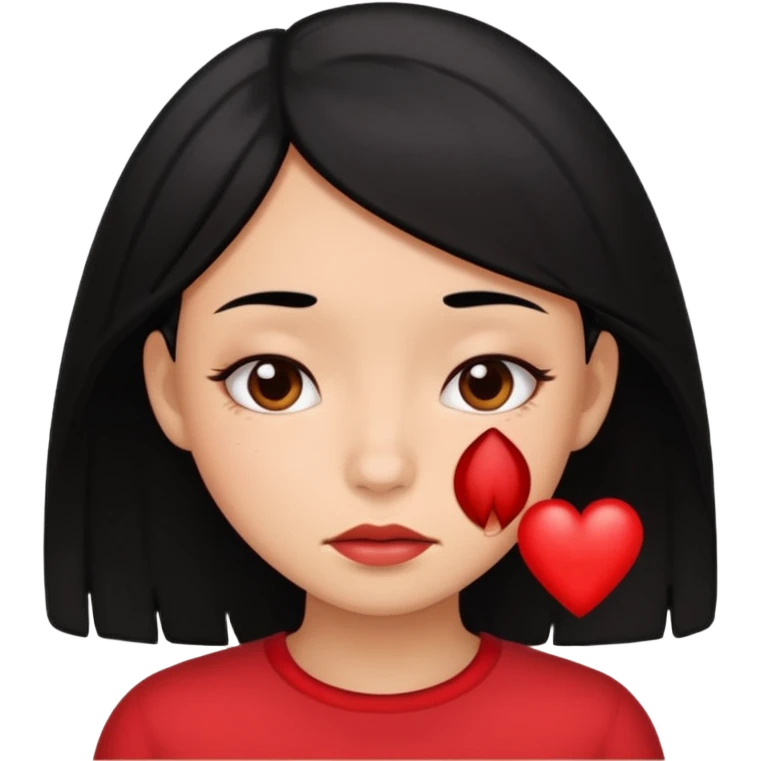 Black hair girl with face allergy emoji