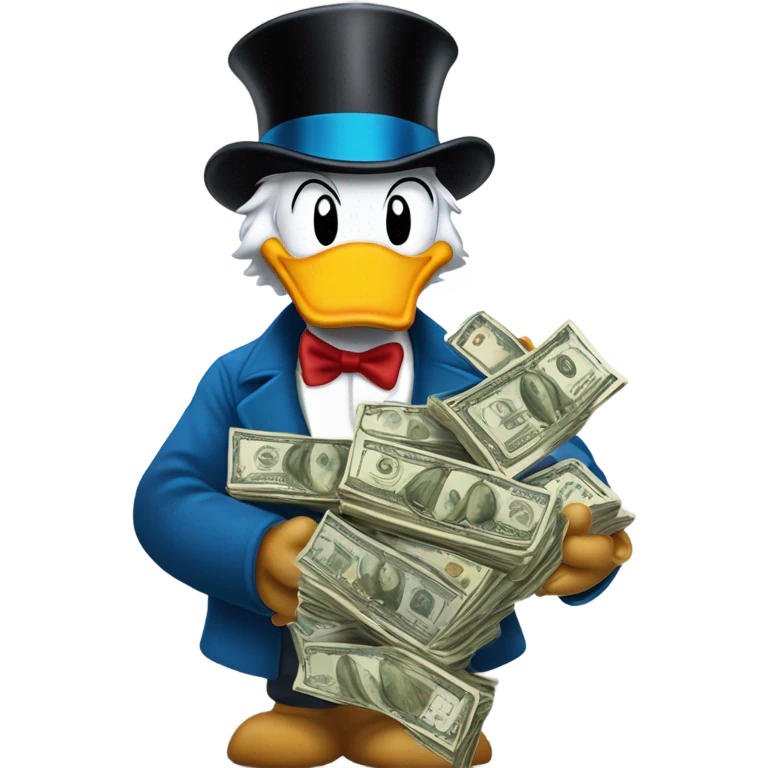 Scrooge  McDuck giving cash to his nephews ￼ emoji