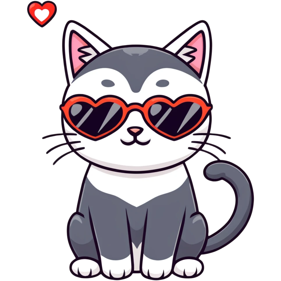 black cat wearing heart-shaped sunglasses emoji