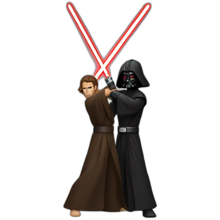Jedi and a sith lord fighting each other emoji