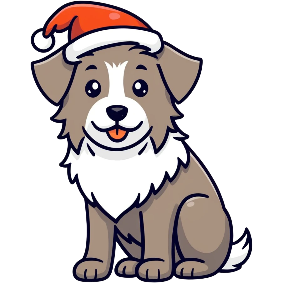 Shaggy dog with Christmas decor emoji