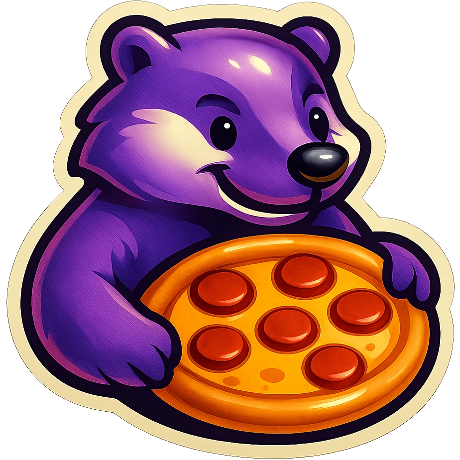 Purple Badger with pizza  emoji