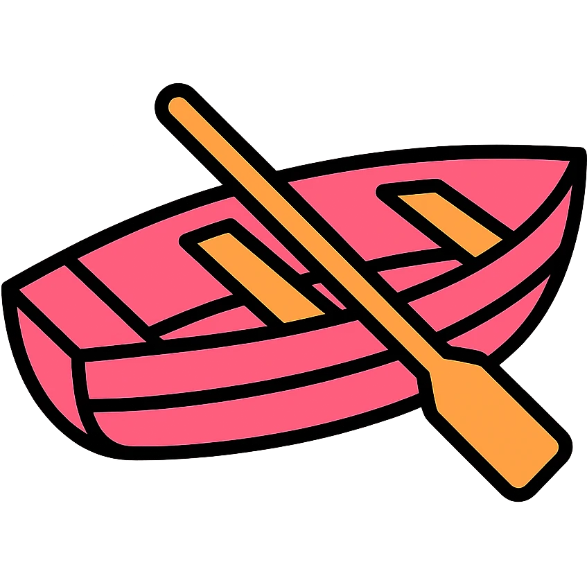 classic pink wooden rowing boat emoji