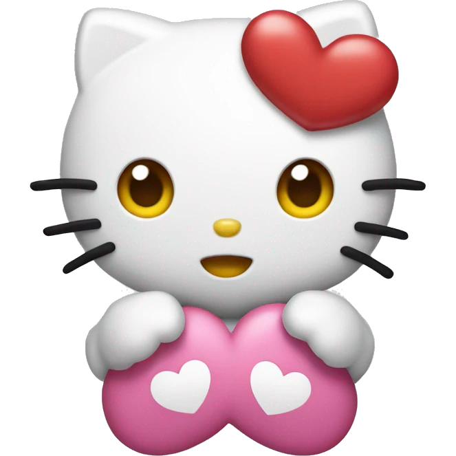 Hello kitty with heart hands emoji