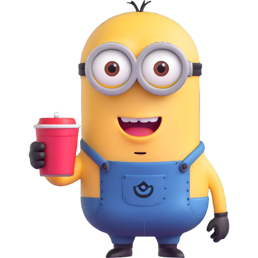 minion holding a red cup in its right hand emoji