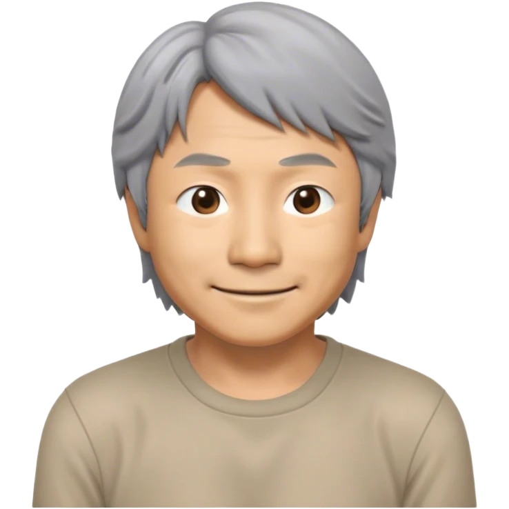 ​Cinematic Realistic Portrait of a Smiling Shigeru Miyamoto, depicted with warm, approachable features, gentle grey-tinted hair, and kind, expressive eyes, set against a subtle backdrop hinting at iconic video game imagery, rendered with lifelike textures and soft, inviting lighting that captures his innovative spirit, emoji
