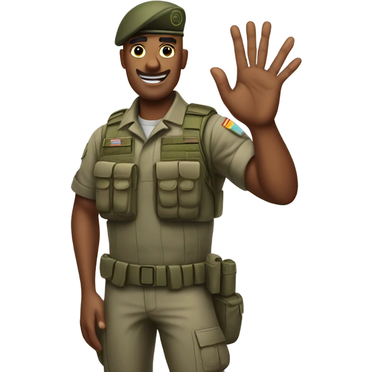 Sassy gay army guy, bent hand with nail polish emoji
