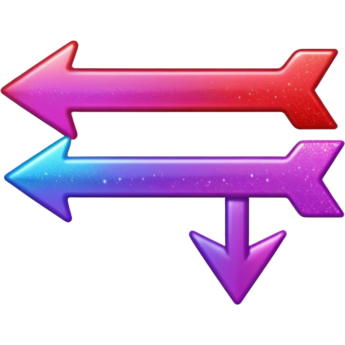 color gradient between red and purple glitter arrow left emoji