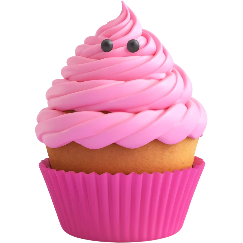 cupcake with pink icing, 3D emoji style emoji