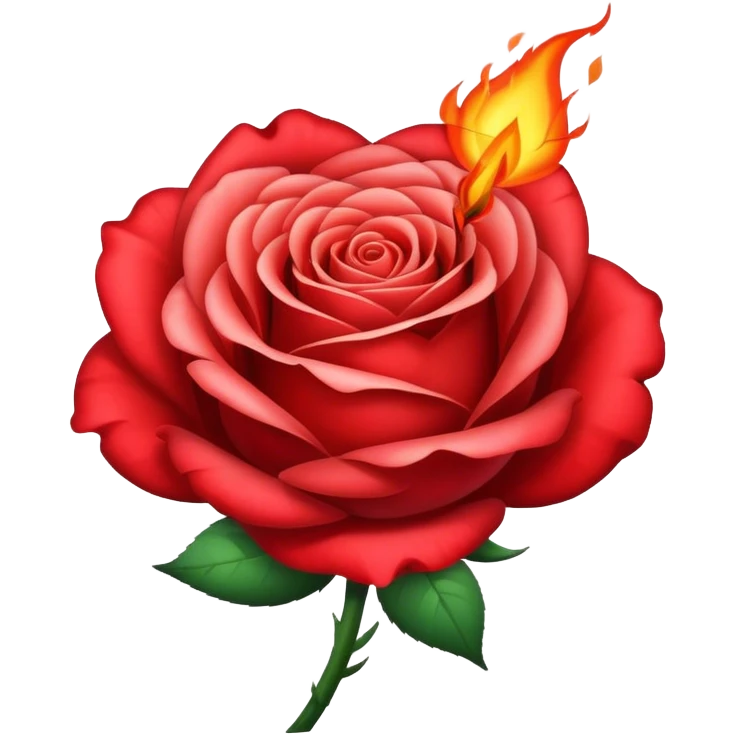 a burning rose who have a heart shape emoji