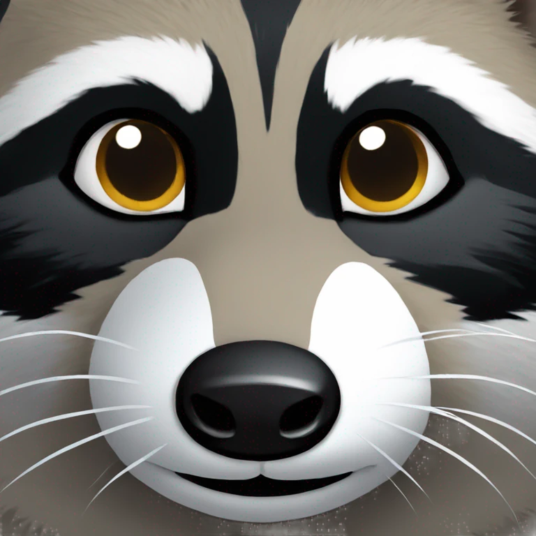 A raccoon in a circle in close-up, focusing on its details, like eyes, snout, and fur. emoji