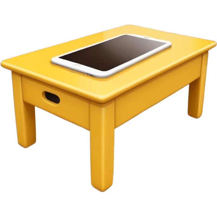yellow coffe table, coffee on top
 emoji