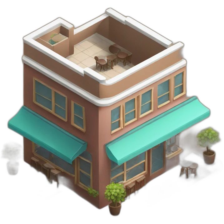 Coffee cafe house isometric emoji