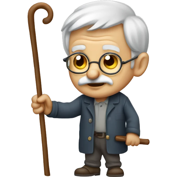 old man with cane and 𓂸 emoji