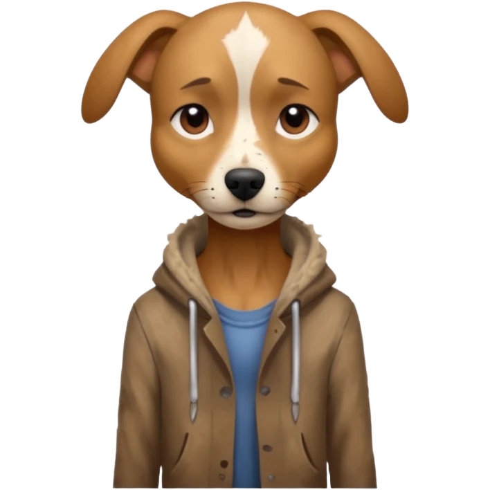 homeless poor dog with torn clothes  emoji