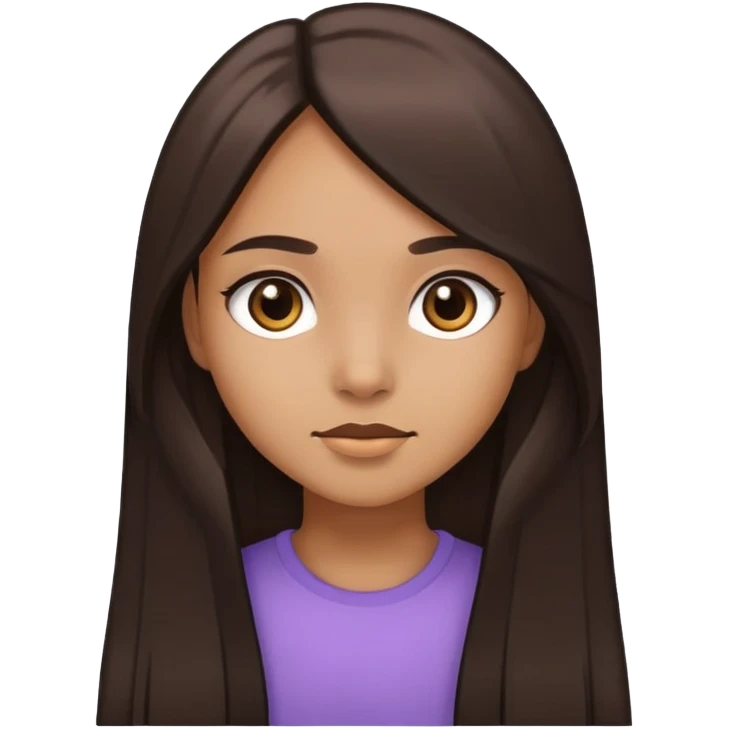 girl with light brown skin, dark eyes and dark straight long hair emoji