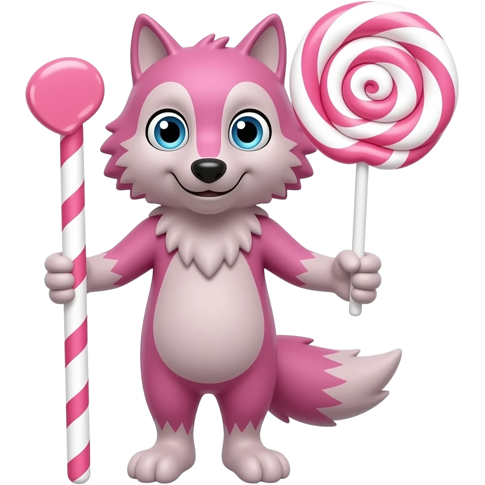 Pink Chocolate wolf long lollipop stick emoji