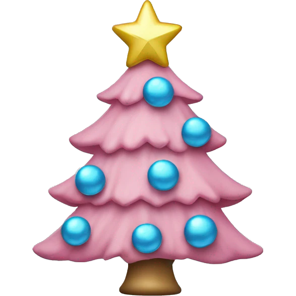 Pink Christmas tree with light blue ornaments and a pink star on top  emoji