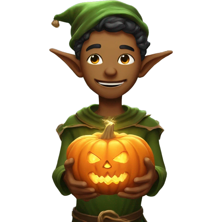 pumkin elf male casting a spell emoji