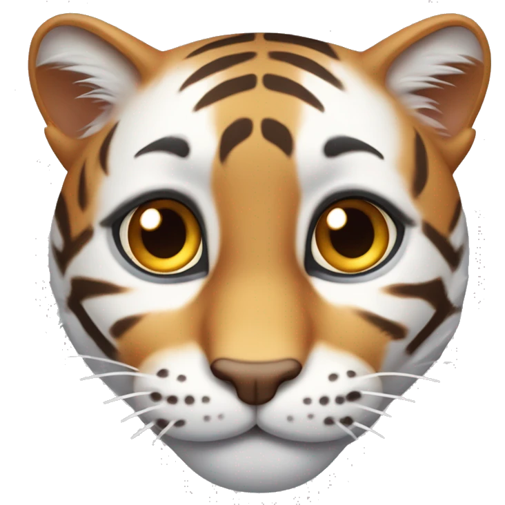 Chat blanc marron tigré et roux avec yeux couleur noisettes  emoji