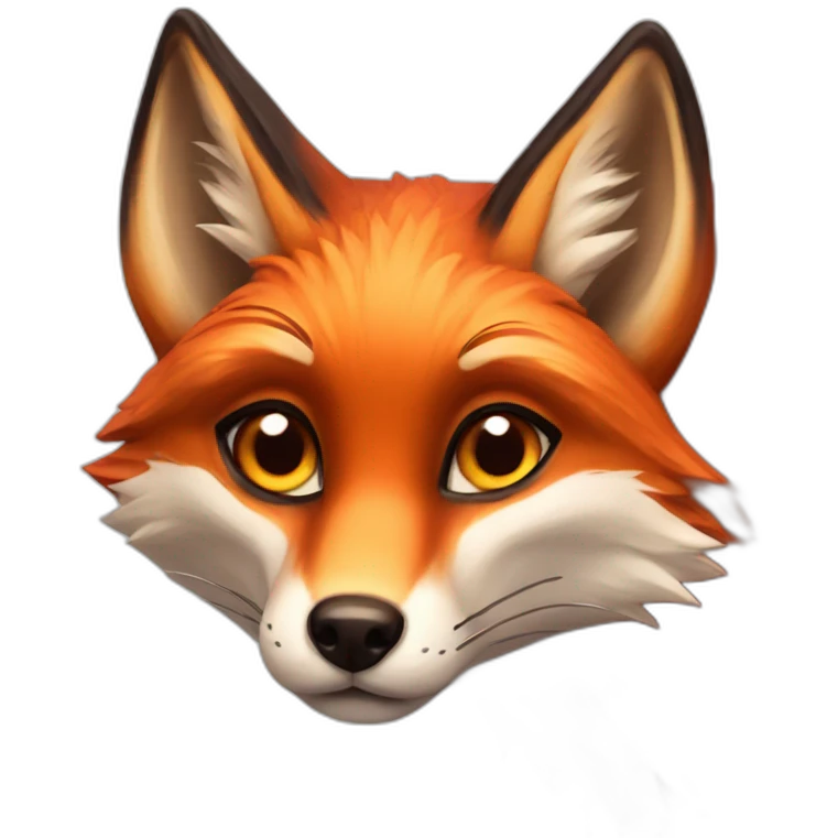 A fox with red skin and long shiny eyes emoji