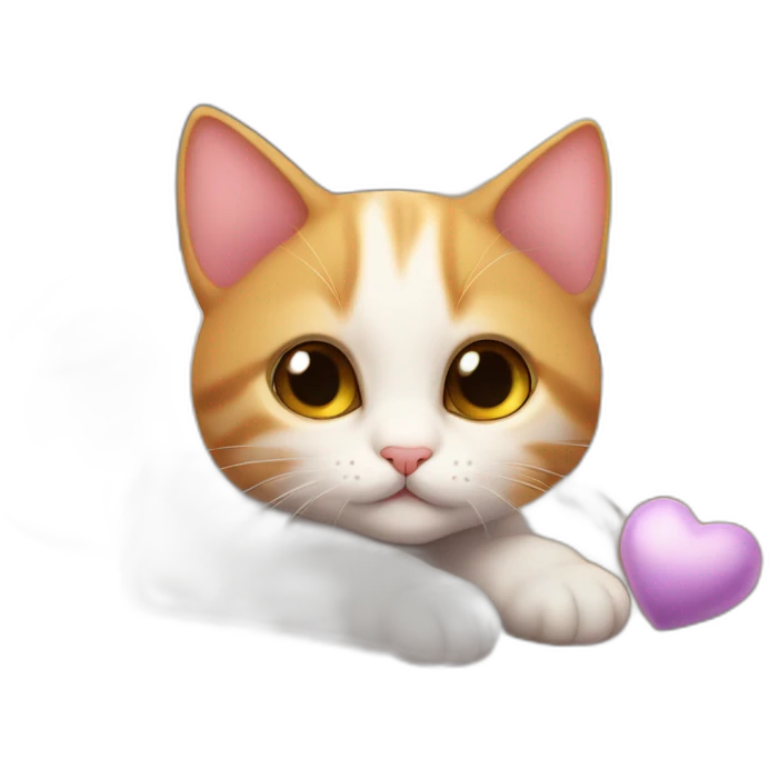 сute small kitty lies nearby hearth emoji