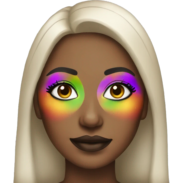 Women wearing all rainbow makeup  emoji