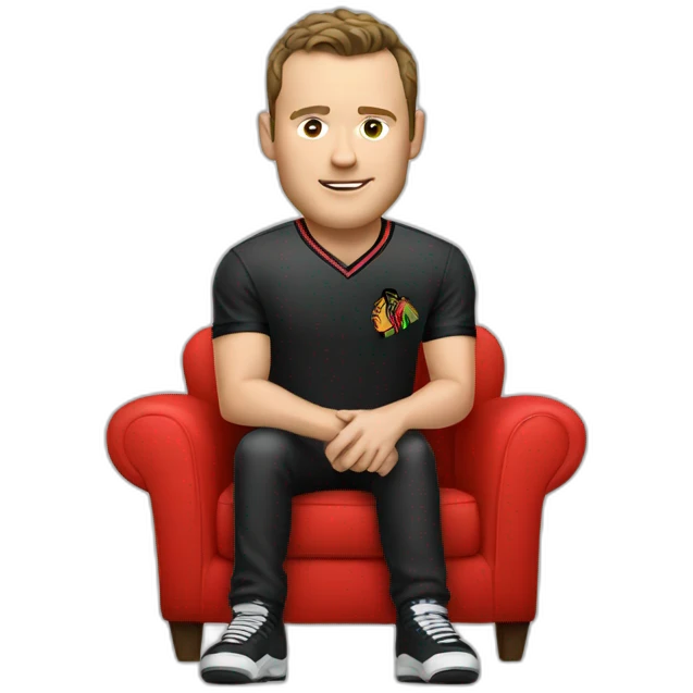 Jonathan Toews sitting on rainbow sofa emoji