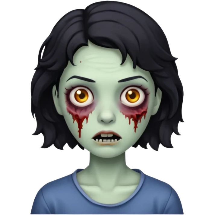 Uma zombi mulher com cabelo curto e preto ondulado emoji