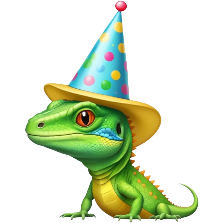 Lizard with party hat emoji