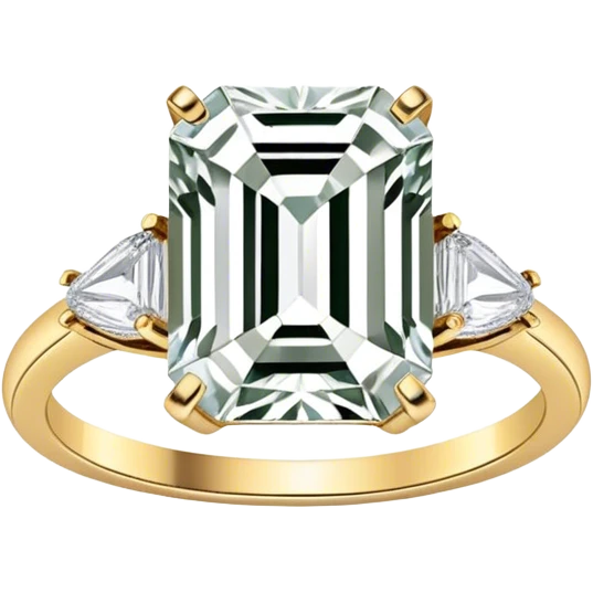 Gorgeous emerald cut colorless 5 carat diamond ring on a small gold band emoji