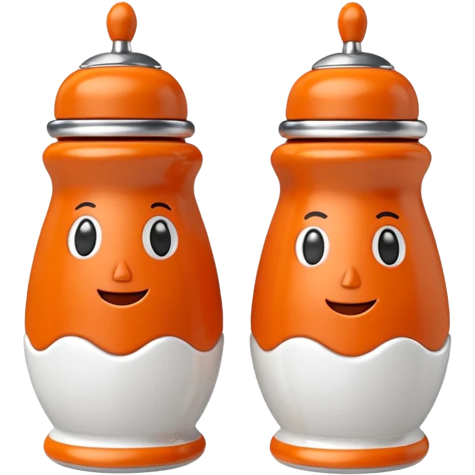 make a salt and pepper but make the pepper orange and make them both have legs and faces
 emoji