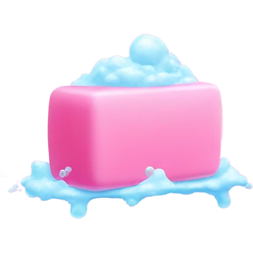 Pink bar of soap with bubbles ascending up emoji