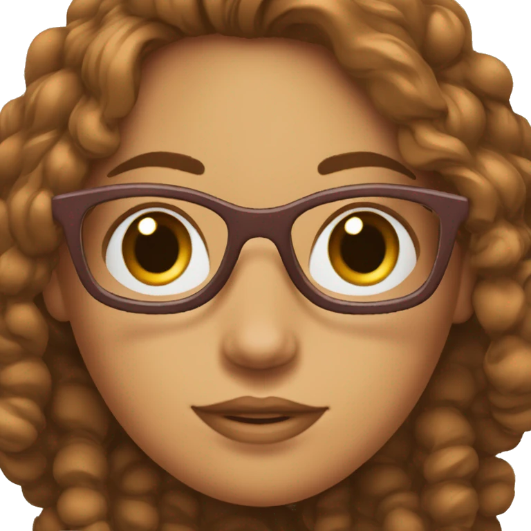 Une fille avec des cheveux marron caca et bouclés des lunettes  emoji