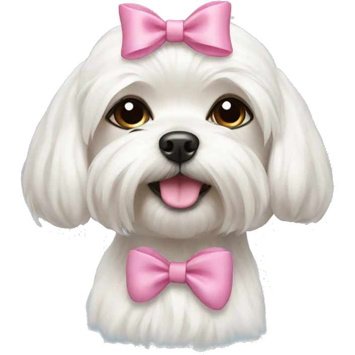 maltese dog with pink bows  emoji
